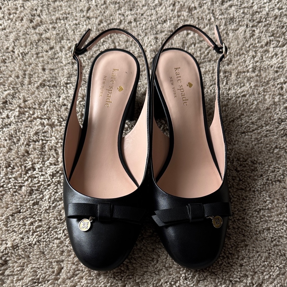 Kate Spade Black Bow Slingback Heels